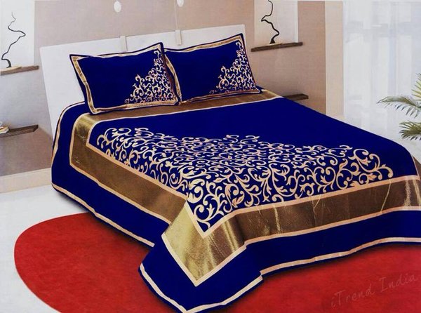 Couvre lit indien - Bleu roi