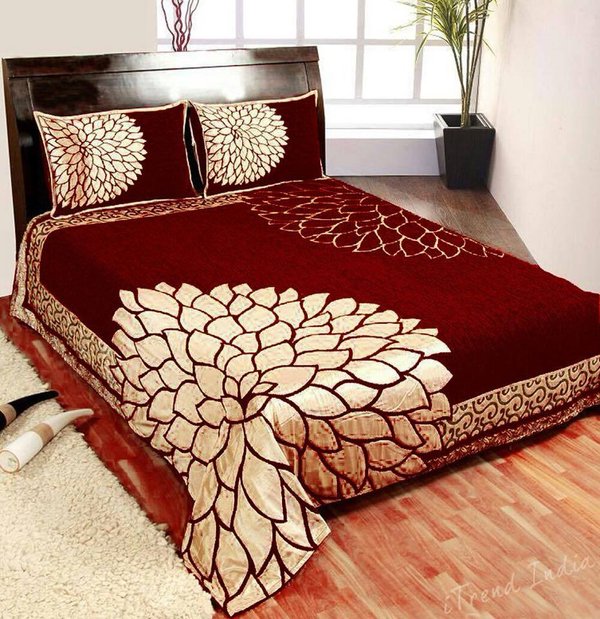 Couvre lit indien - rouge bordeaux