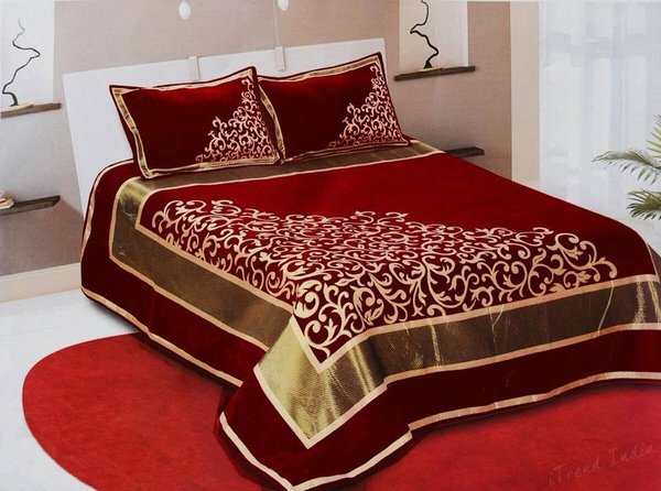 Couvre lit indien Amari - rouge / dorée